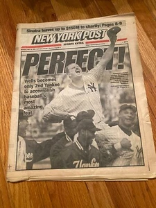 Vintage NY Post 5/18/1998 NY Yankees David Wells Perfect Game Bravo Boomer - Picture 1 of 3