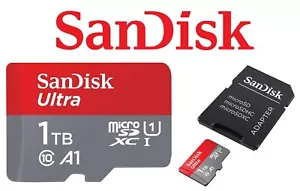 Carte mémoire SanDisk 1 To Ultra microSDXC UHS-I avec adaptateur SD - 150 Mo/s - Photo 1 sur 5