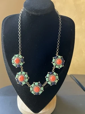 J.Crew Necklace Colorful Flower Design Green, Blue And Orange - Image 1 of 4