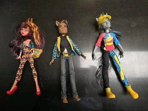 monster high doll lot Cleo de Nile(2013) Clawd Wolf(2008) Freaky Fusion Rot(2013 - Picture 1 of 2