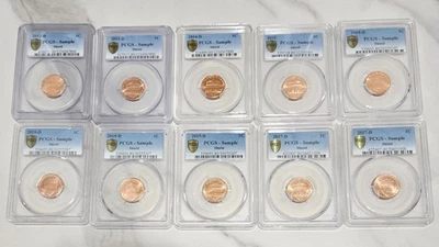 Lot of 10x PCGS Sample Slabs Mixed Date 2010s 1C Lincoln Shield Cent  + BOX - Image 1 of 3