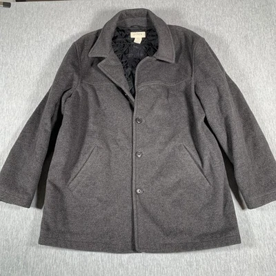 J Crew Coat Mens Large Gray Wool Blend Thinsulate Quilted Lined Button Car Coat - Image 1 of 4