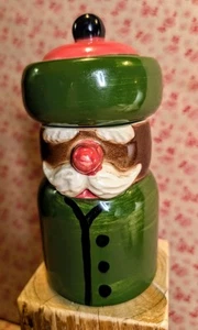 Vintage Deckel glasierte Keramik grün Volksspielzeug Soldat Figur Glas ~ West Germany ~ 6" - Bild 1 von 11