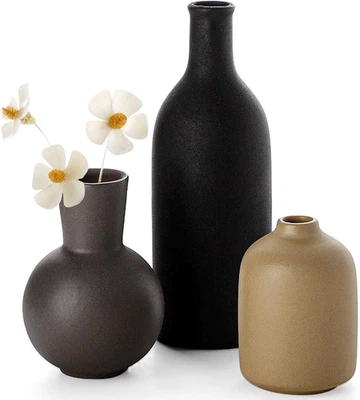 Jarrón de cerámica, floreros conjunto de 3 decoración de salón, decoración de granja, decorati Foto 1 de 4
