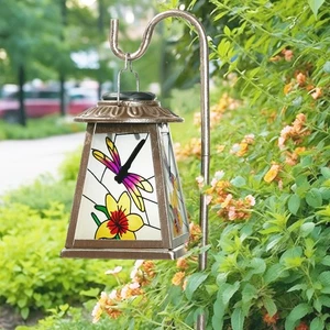Solar Lantern with Shepherd Hook, Hanging Lantern with LED Lights, Outdoor Wa... - Picture 1 of 7