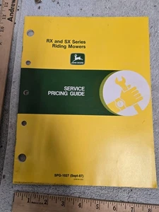 John Deere, guía de precios de servicio, 1987, cortadoras de césped serie RX SX SPG 1027 - Imagen 1 de 1