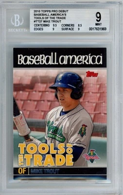 Topps Pro 2010 debut Mike Trout RC herramientas del comercio Angels BGS 9 como nuevo D2 Foto 1 de 3