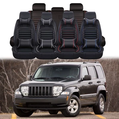 For Jeep Liberty 2002-2012 Car Seat Cover Full Set Front Rear PU Leather Cushion - Image 1 of 4