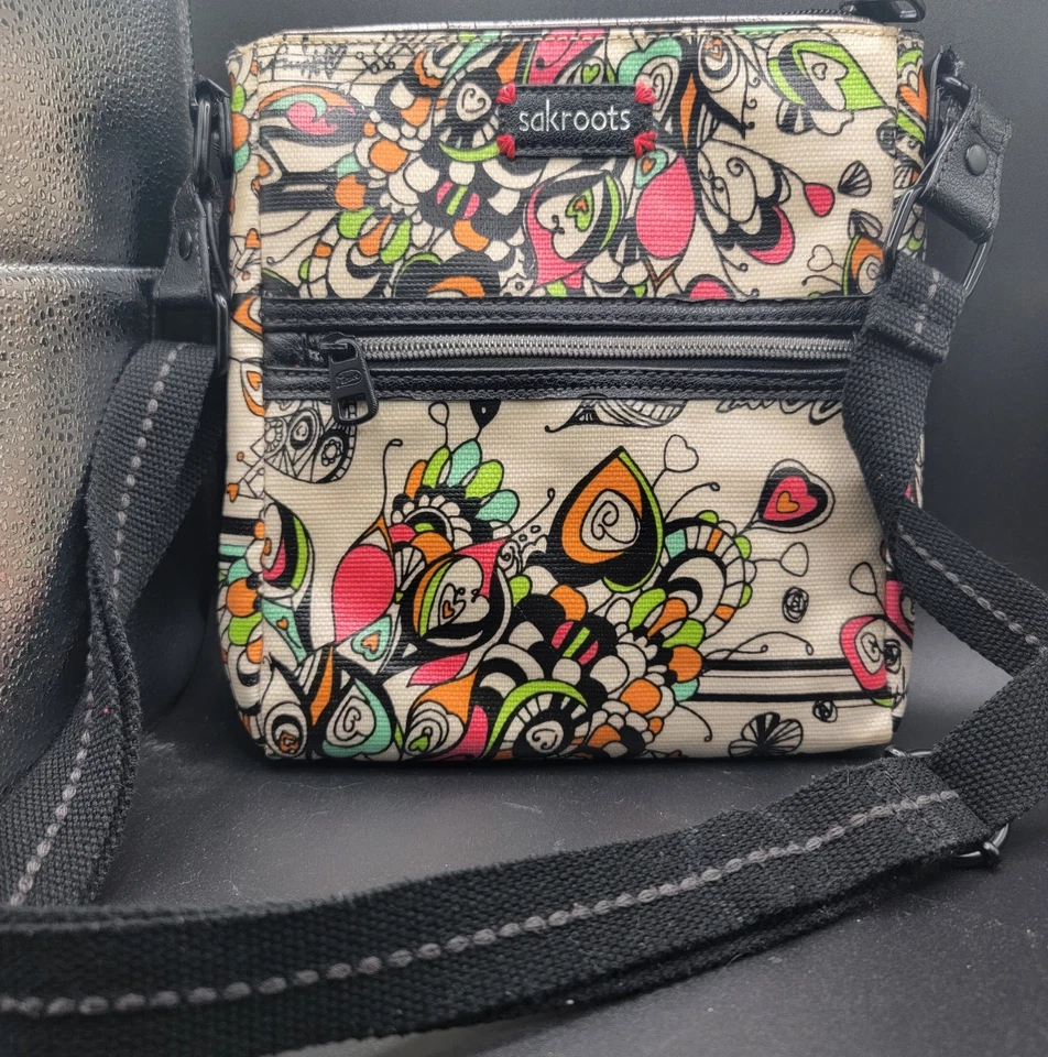 Cartera Bandolera Sakroots Peace 9x8 Pulgadas Floral Cierre con Cremallera  Foto 1 de 4