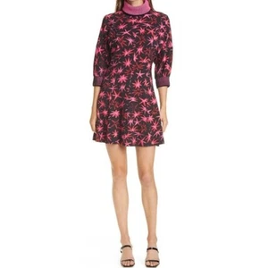 Tanya Taylor Charli Turtleneck Pow Printed Ponte Black Multi Mini Dress Size 8 - Picture 1 of 9