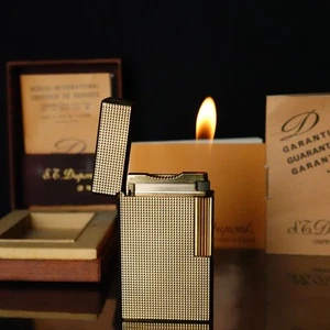 Accendino a gas ST Dupont vintage Ligne grande oro con scatola #DP36 - Foto 1 di 24