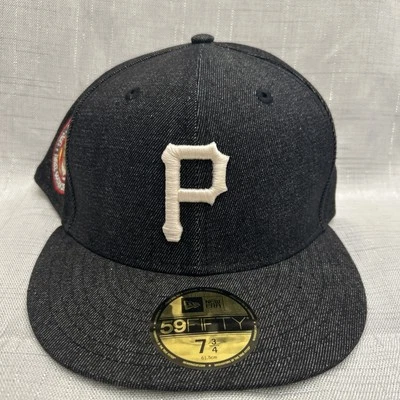Pittsburgh Pirates New Era 59FIFTY Black Denim Hat Cap Size 7 3/4 New - Image 1 of 4