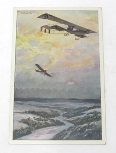 WWI German Aviation Association Propaganda Postcard SIGNED Bi-Planes Bombing - Picture 1 of 2