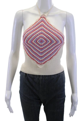 Camiseta sin mangas Sandro para mujer recortada Argyle beige mezcla viscosa talla 1 Foto 1 de 4