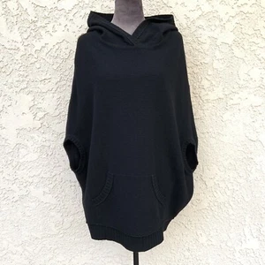 Donna Karan 100% Kaschmir Gr. Small Poncho Pullover mit Kapuze Kängurutasche - Bild 1 von 20