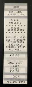 Vintage Danzig Soundgarden Ticket Stub unbenutzt 1990 The Unicorn Houston TX - Bild 1 von 1