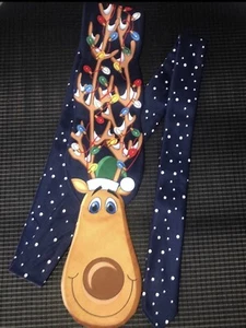 Men’s Holidays Christmas Reindeer Christmas Lights Vintage Tie - Picture 1 of 7