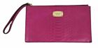 Michael Kors Pink Leather Embossed Python Print Wristlet Clutch Wallet