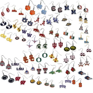 NCAA dangle drop charm earrings PICK YOUR TEAM - Picture 1 of 52