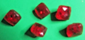(5) ANT/VTG 1/4" FACETED RED GLASS DIMINUTIVE SELF SHANK BABY DOLL BUTTONS-W463 - Picture 1 of 2