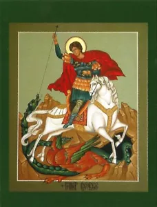 Postcard St. George and the Dragon Devotional Print Prayer Card Icon MINT - Picture 1 of 2