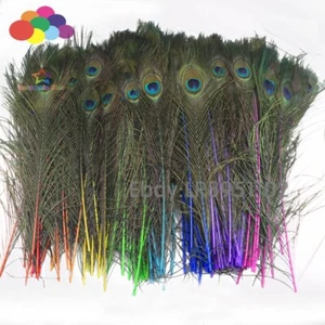 200 Pz/lotto 14 colori qualità piume di pavone lunghezza 40-45 CM belle naturali - Foto 1 di 26