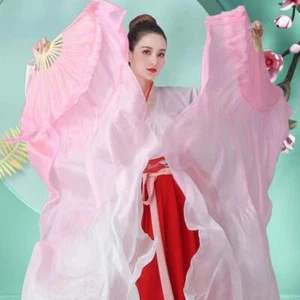 High Quality Real Silk Belly Dancing Fan 1 Pair Chinese Handmade Fan - Picture 1 of 33