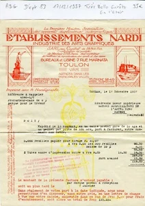 Dépt 83 - Toulon 7 Rue Marnata - Très Belle Entête Arts Graphiques - 17/12/1937 - Picture 1 of 1