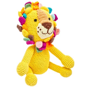 Handgestrickter Löwe "Lio" gehäkelt Spielzeug 28 cm aus Baumwolle - Bild 1 von 6