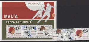 Malta 1986 Mexico Football World Cup set of 3 + MS, mint MNH - Picture 1 of 1