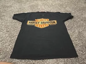 Harley Davidson Mens Large Faded Spell Out Big Logo Short Sleeve T-Shirt Black - Picture 1 of 8