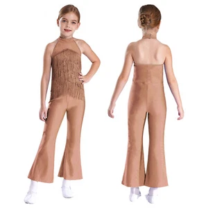 Kids Girls Jumpsuit Latin Overalls Team Leotard Jazz Bodysuit Full Body Rompers - Picture 1 of 65