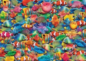 Jigsaw Puzzle Animal Fish Rainbow Flow smallest 1000 pieces NEW collector's tin - Picture 1 of 2