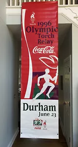 Vtg Atlanta 1996 Olympic Banner Passing Of The Torch Durham Double Sided Vinyl - Picture 1 of 10