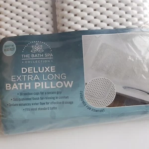 Bath Spa Non Slip Pillow Deluxe Extra Long Comfort suction cup bathroom NEW - Picture 1 of 14
