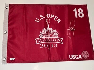 Justin Rose PGA Golf Signed 2013 US Open Red Championship Official Pin Flag JSA - Picture 1 of 7