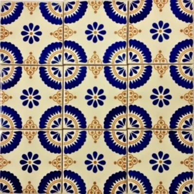 Flor Brillosa-Anaranjado (Flor Espumante-Laranja) Azulejo Talavera Feito à Mão - Imagem 1 de 4