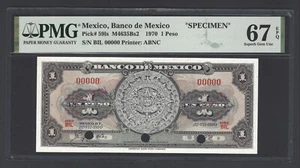 Mexico One Peso 1970 P59ls Specimen Uncirculated Grade 67 - Picture 1 of 2