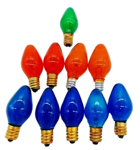 Christmas 7 1/2 C Lightbulbs Translucent  Lot of  10 Tested And Working Vintage - Picture 1 of 7