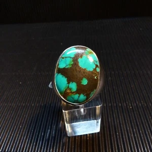 Anillo talla 68, plata 925 con cabujón turquesa tibetano - Imagen 1 de 4