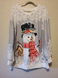 Christmas Snowman Multi Color Winter Pullover Soft Unbranded Sweatshirt Size 3X  - Picture 1 of 4