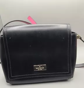 Kate Spade Avva Arbour Hill Women’s Leather Crossbody Bag Purse Black/Pink - Picture 1 of 9