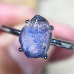 100%Natural Blue Rare Dumortierite Quartz Rutilated Adjustable Ring - Picture 1 of 4