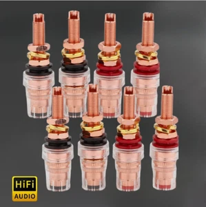 8PCS Pure Copper Binding Post Banana Speaker Jacks Home Audio Amplifiers Sockets - Picture 1 of 9