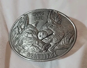 Vintage Hogs Are Beautiful Gürtelschnalle NPPC Farmer FFA 4H 1975 Lewis Chicago 70er - Bild 1 von 6