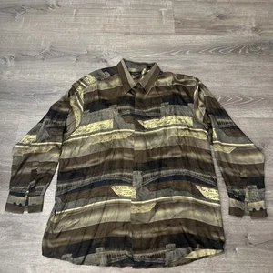 Vintage Genelli Silk Shirt Long Sleeve Button Up Men’s XXl 2XL - Picture 1 of 8