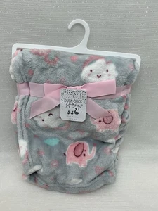 Duck Duck Goose Elephant Cloud Baby Blanket Security Lovey Fleece Pink Gray NEW - Picture 1 of 13