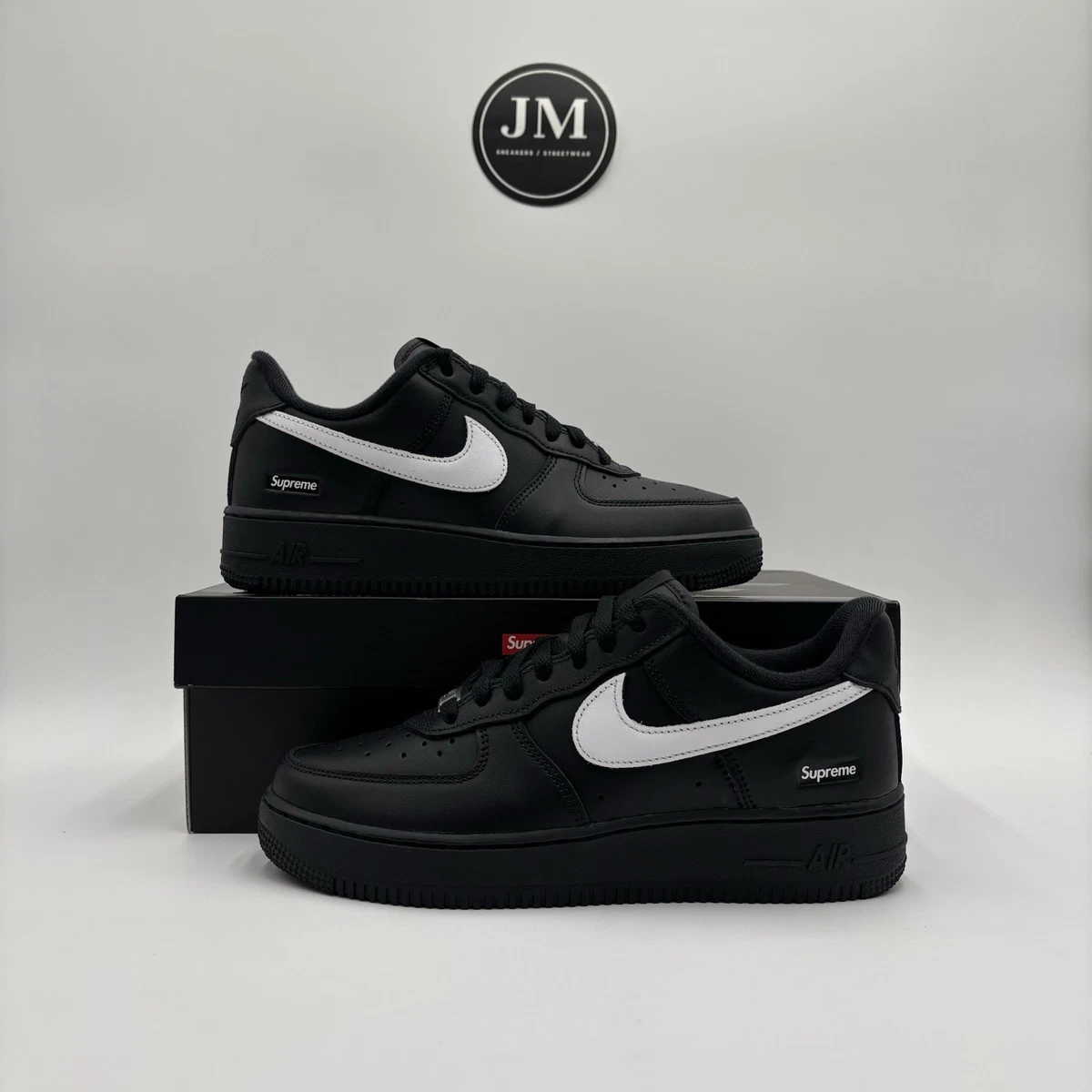 Supreme x Nike Air Force 1 Low Box Logo - Black White for Sale