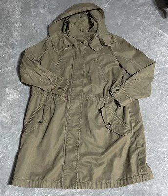 Chaqueta Banana Republic para mujer XS larga de gran tamaño utilitaria abrigo con capucha verde caqui Foto 1 de 4