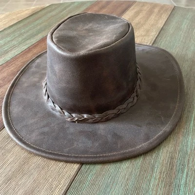 Sombrero de vaquero plegable de cuero marrón Minnetonka para hombre - XL Foto 1 de 4